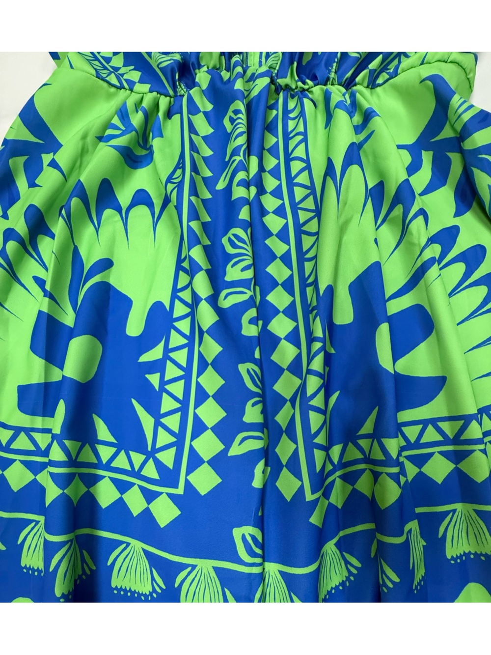 Cupshe Neon Green and Royal Blue Tropical Print Swim Coverup Dress - Picture 2 of 8